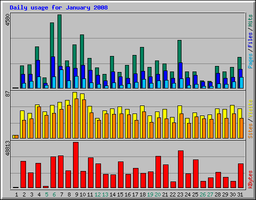 Daily usage for January 2008