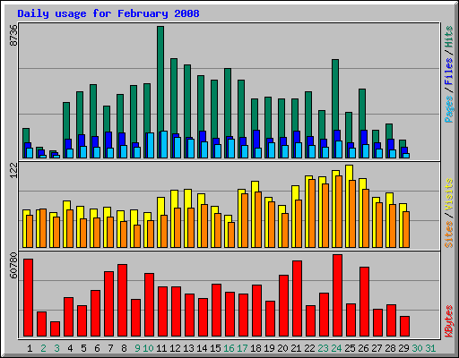 Daily usage for February 2008