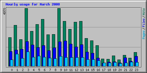 Hourly usage for March 2008