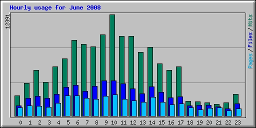 Hourly usage for June 2008