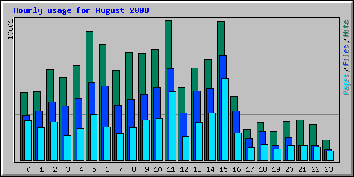 Hourly usage for August 2008