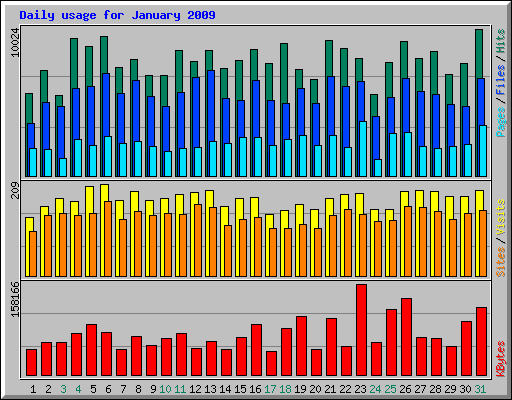 Daily usage for January 2009