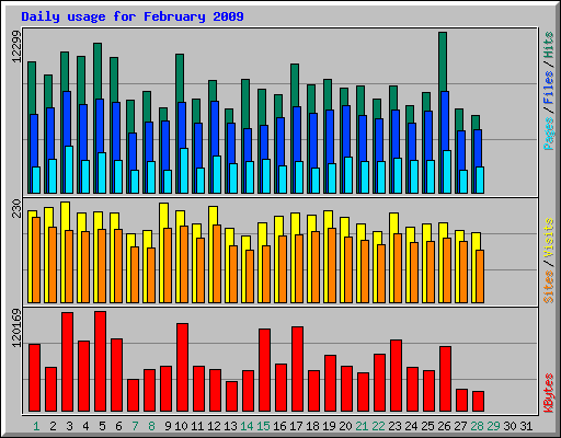 Daily usage for February 2009