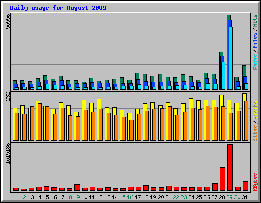 Daily usage for August 2009