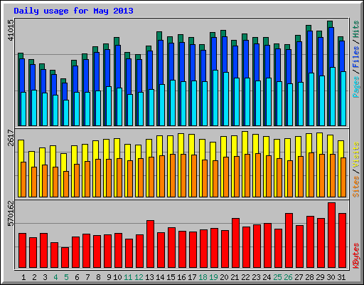 Daily usage for May 2013