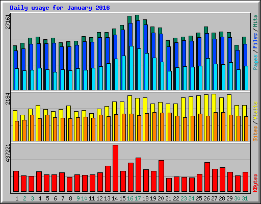 Daily usage for January 2016