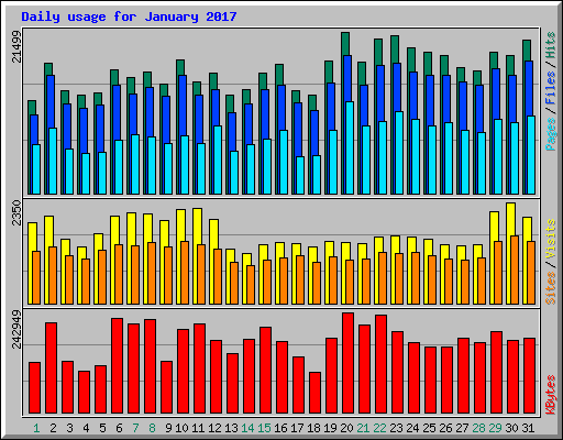 Daily usage for January 2017