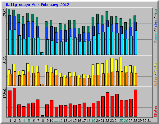 Daily usage for February 2017