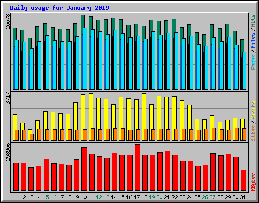 Daily usage for January 2019