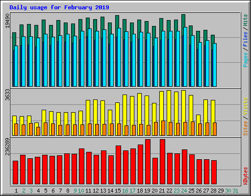 Daily usage for February 2019