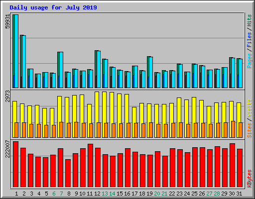 Daily usage for July 2019