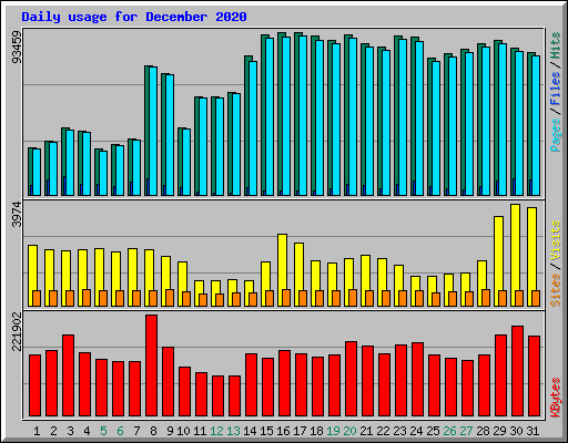 Daily usage for December 2020