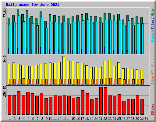 Daily usage for June 2021