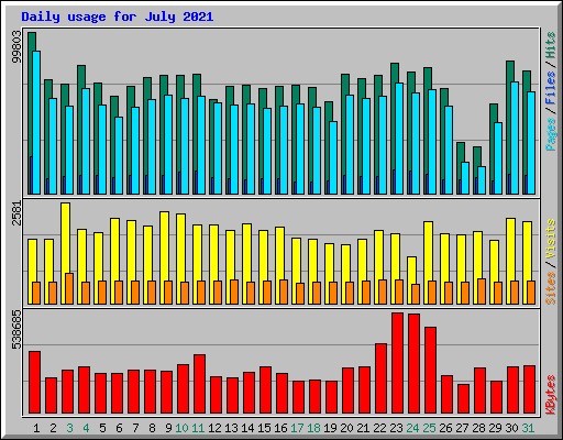 Daily usage for July 2021