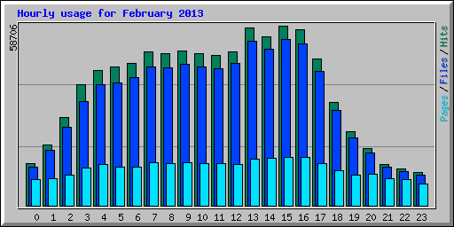 Hourly usage for February 2013