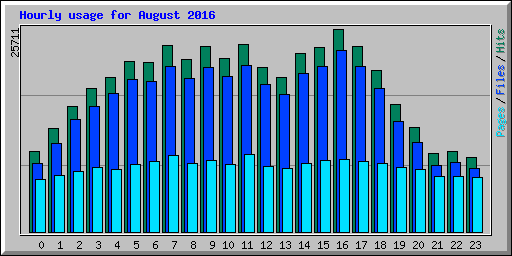 Hourly usage for August 2016