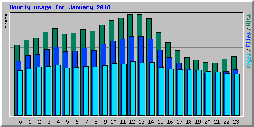 Hourly usage for January 2018